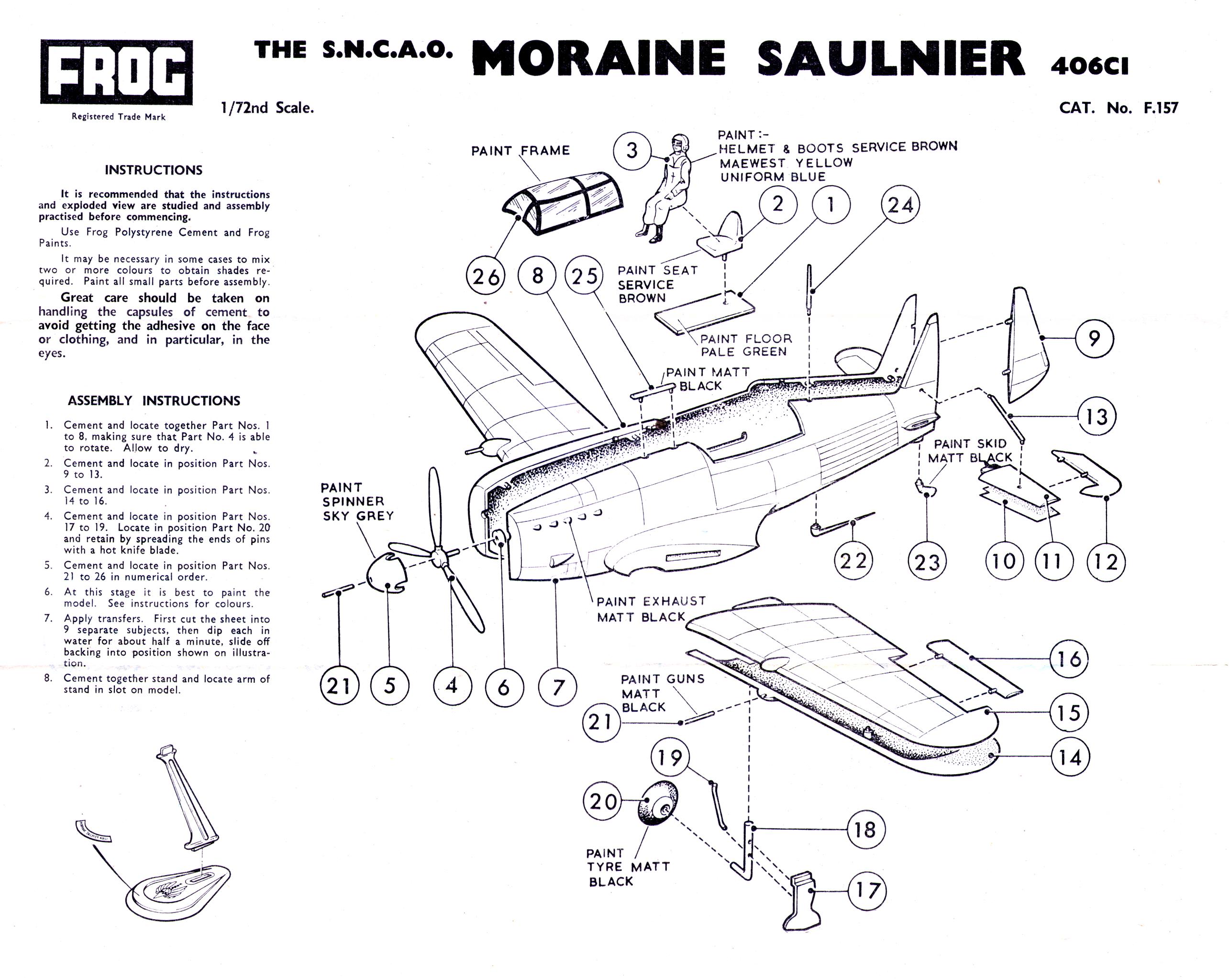 FROG Blue Series 157P, Morane Saulnier 406, 1963 assembly instructions